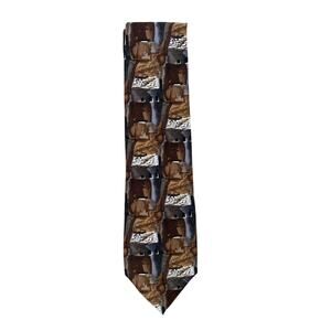 Jerry Garcia Brown Tan Gray Abstract Neck Tie